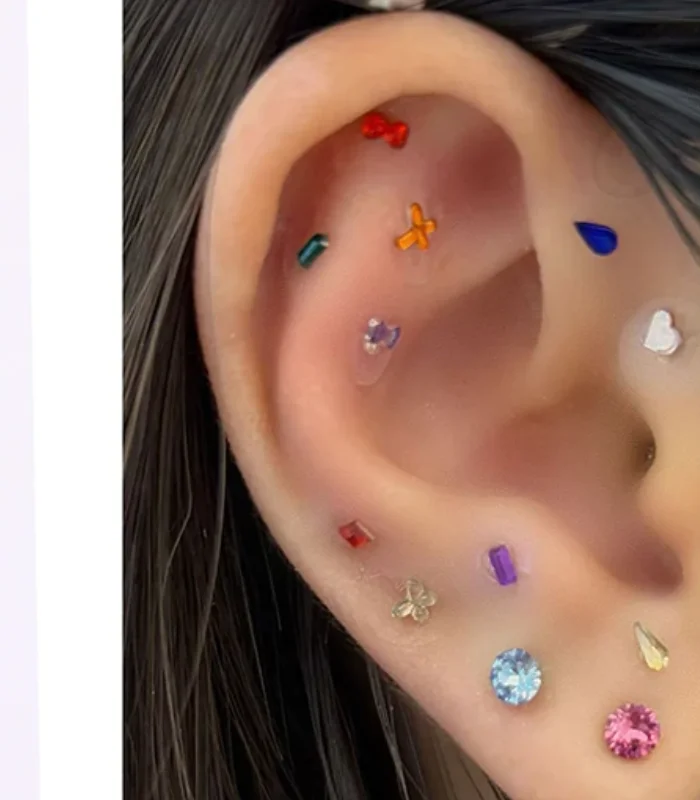 

20 Pcs/Sheets Ear Seed Acupuncture Auricular Alien Colored Diamonds Disposable Ear Stickers Massage Therapy Needle Patch