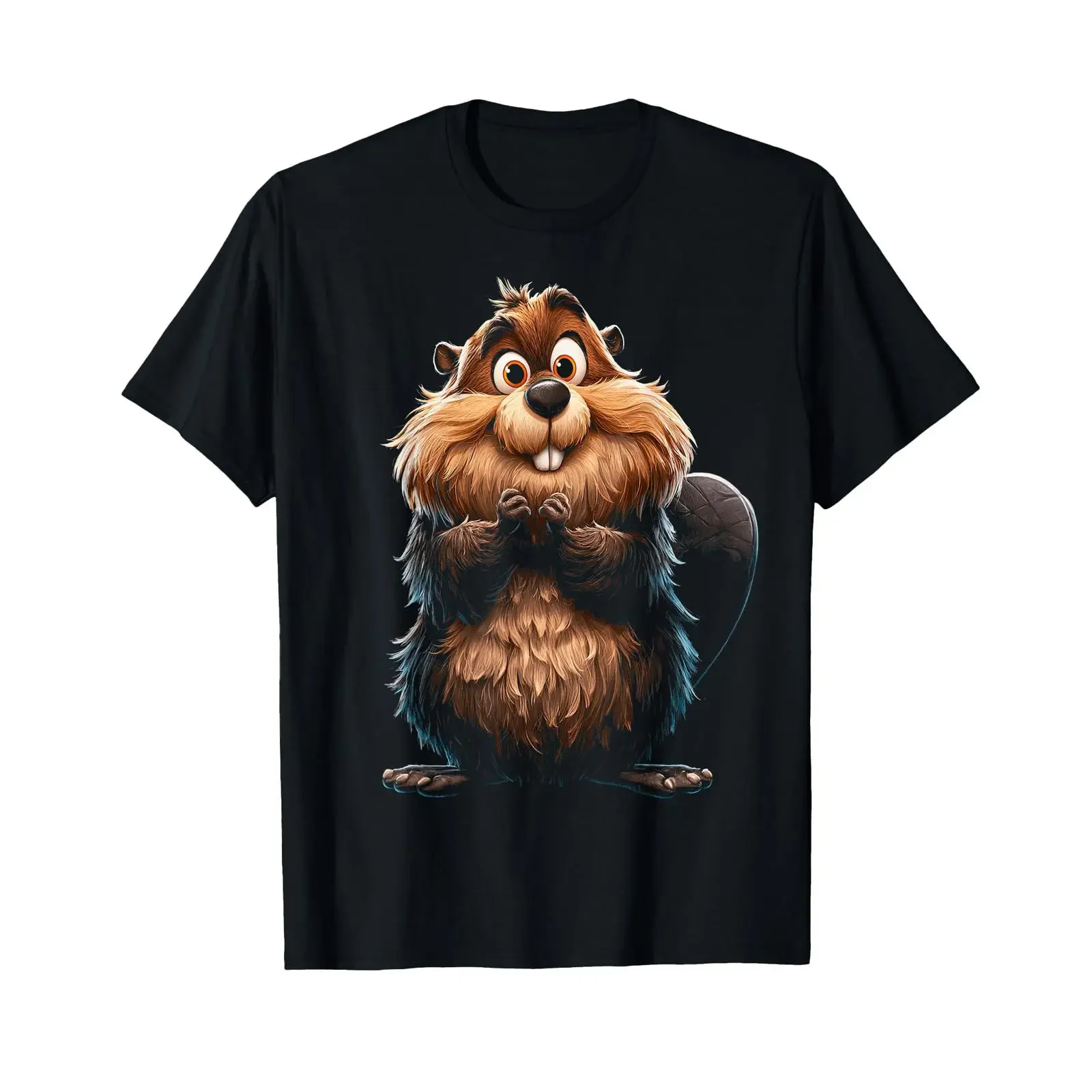 Animal Illustration Beaver Lover T Shirt vintage Washed fashion Versatile Stylish Stretched homme Comfortable