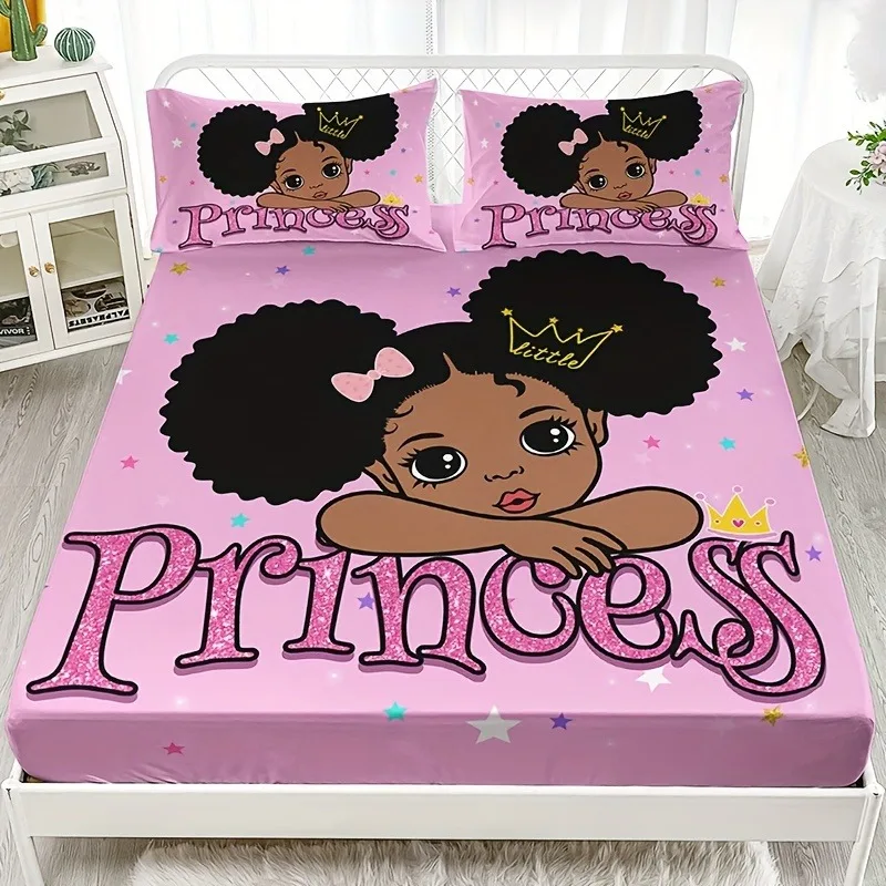

HD Print Fitted Sheet And 2 Pillowcases Set for Home And Dorm Use - Comforter Cover with Pillowcases
