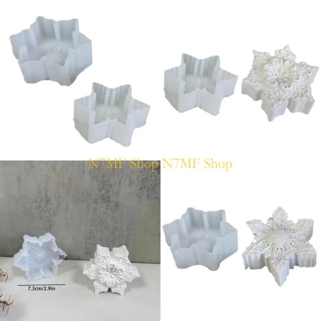 

N7MF Christmas Snowflakes Silicone Mold Scented Mold DIY Table Ornament Mold