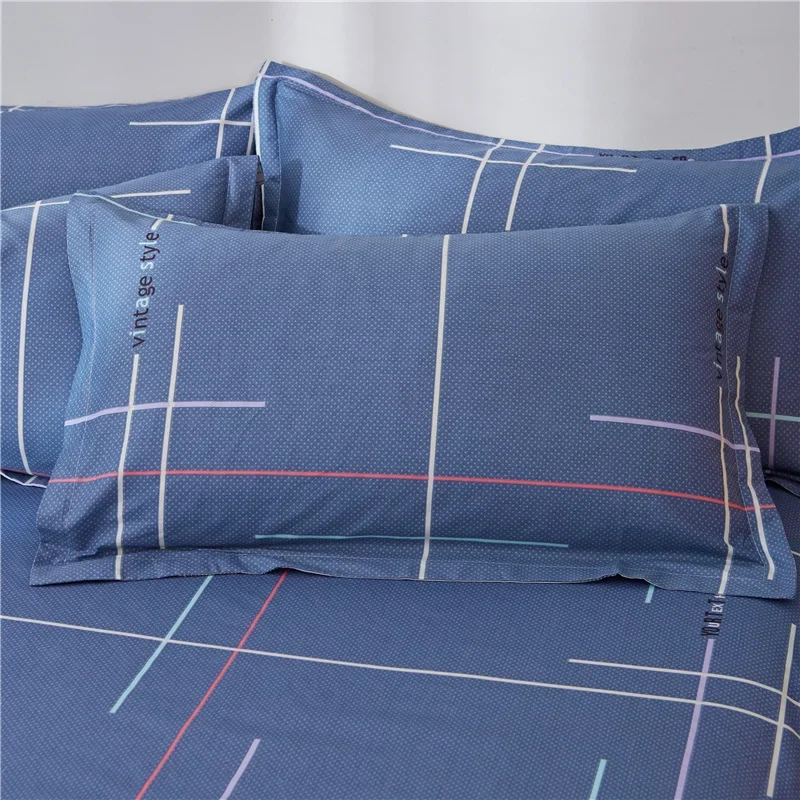 Artistic Geometric Pattern Bed Sheet Set Simple Home Cotton Fabric Bedding Skin-friendly Breathable Healthy Sleep for Boys Girls