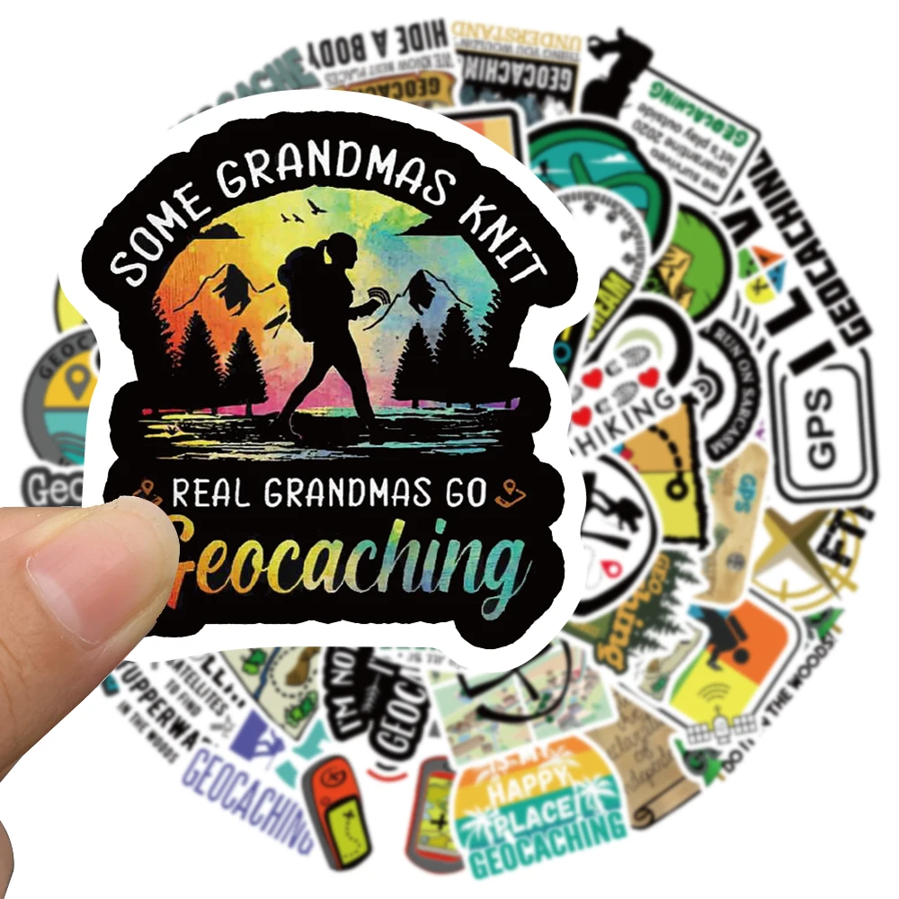 50pcs Outdoor Adventure Geocaching Style Cartoon Stickers For Luggage Laptop Water Bottle Waterproof Graffiti Car Decals