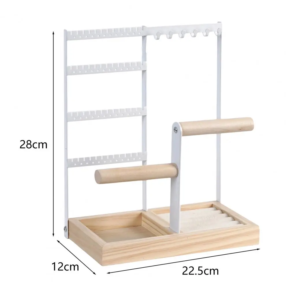 Ring Display Tray Multi-tier Jewelry Organizer Stand with Wooden Tray Necklace Holder Earring Display Rack Bracelet Ring Storage