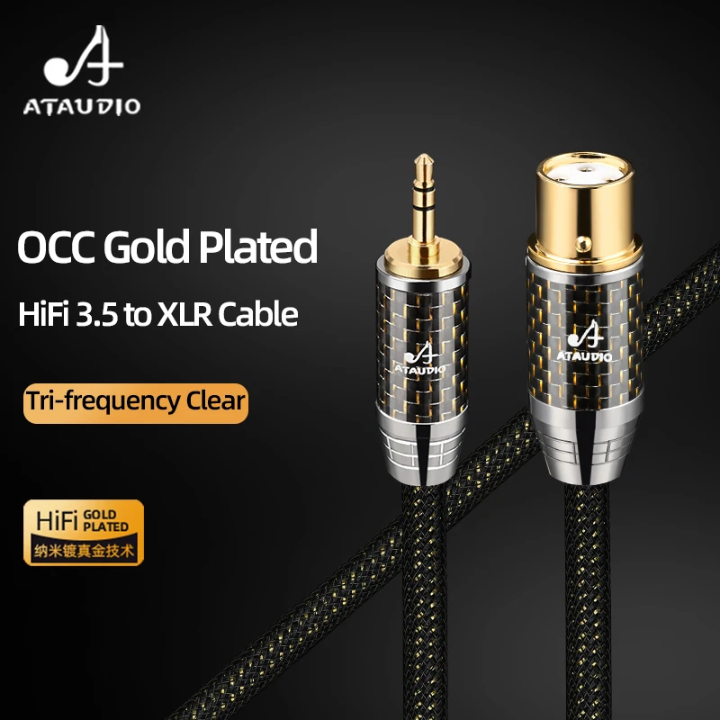 ATAUDIO HiFi 3.5mm to XLR Cable High Quality OCC Gold Plated 3Pin XLR Female Microphone Audio Extension Cable