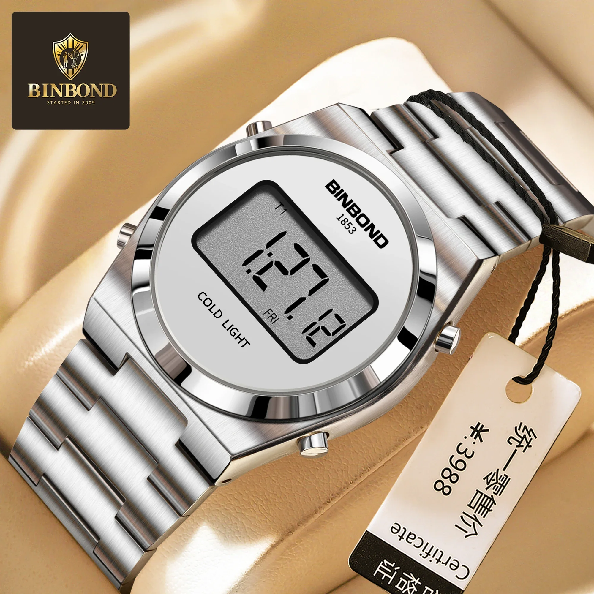 

BINBOND новые цифровые спортивные часы для мужчин, роскошные электронные водонепроницаемые мужские наручные часы из нержавеющей стали, светящиеся часы Reloj Hombre