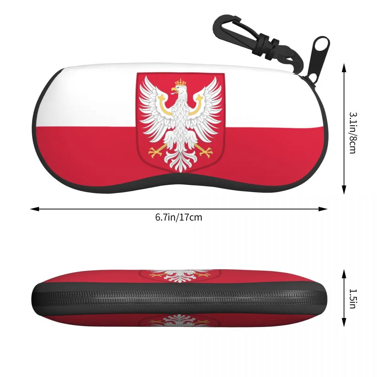 Custom Kingdom Of Poland Flag Shell Glasses Case Unisex Travel Eyeglasses Case Sunglasses Protector Box