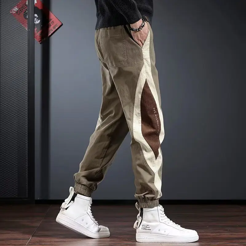 

Американские винтажные рабочие брюки, мужские весенне-осенние модные цветные мужские брюки, свободные повседневные брюки с манжетами