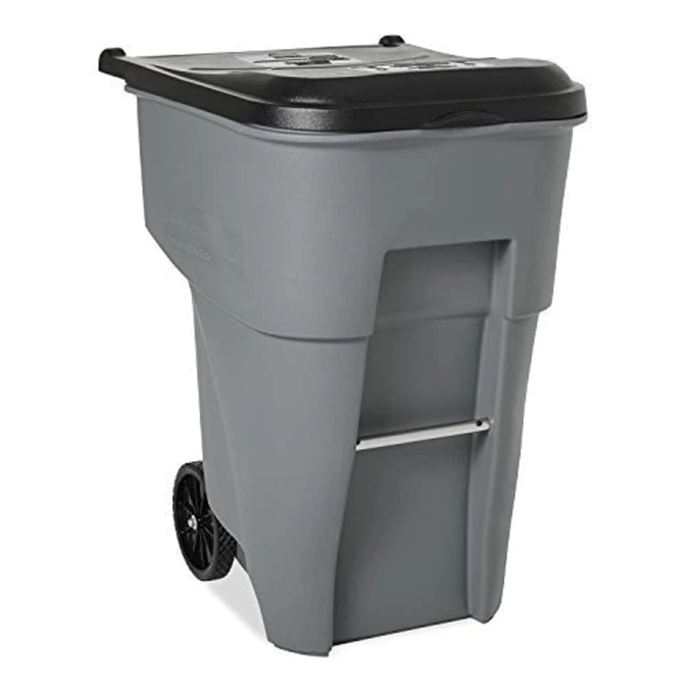 Commercial Products BRUTE Rollout Trash/Garbage Can/Bin with Wheels, 95 Gal, Gray, for Restaurants/Hospitals/Offices/