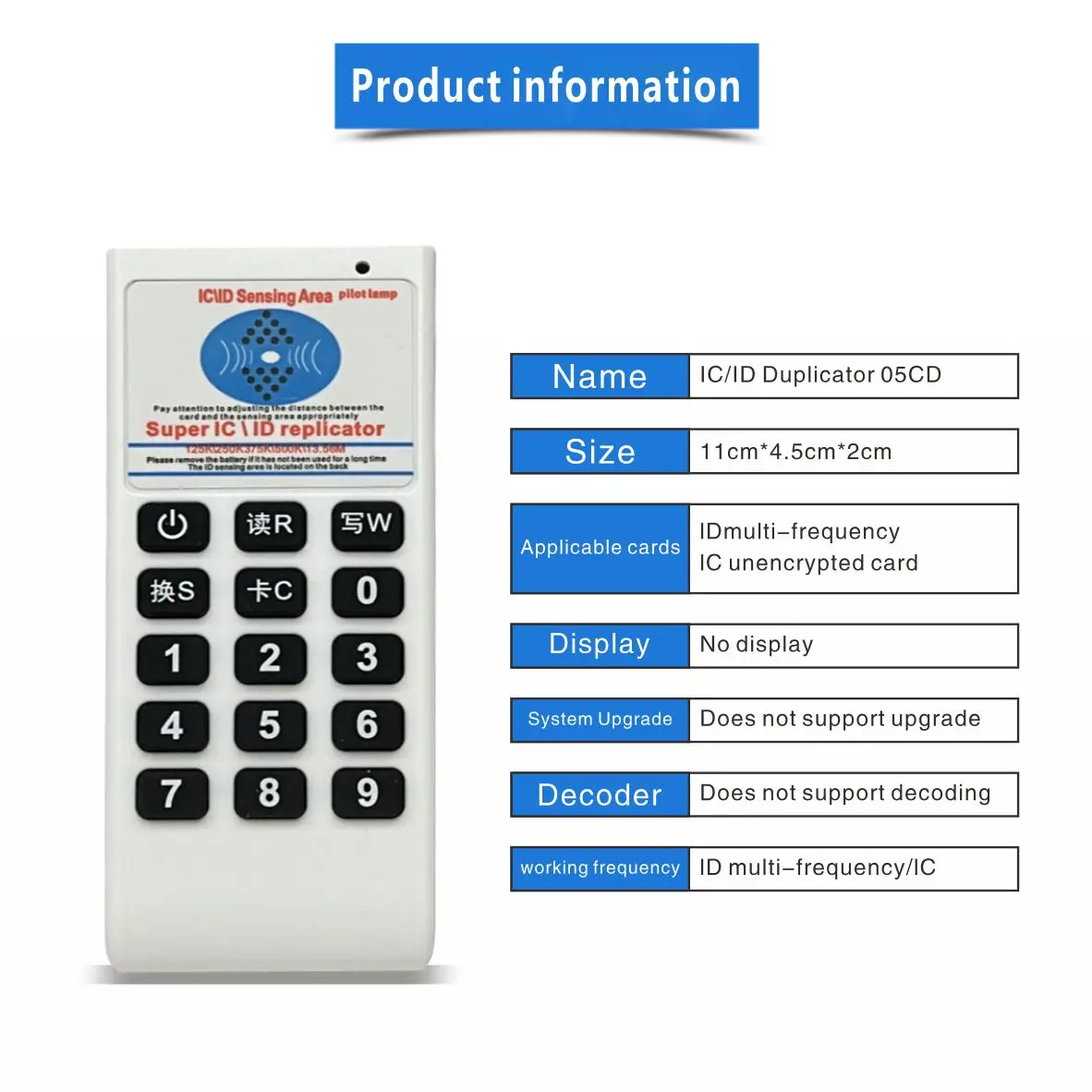 RFID 125Khz 13.56MHZ Copier Duplicator Cloner Portable Handheld NFC IC Card Reader & Writer Access Control Card Tag Duplicator