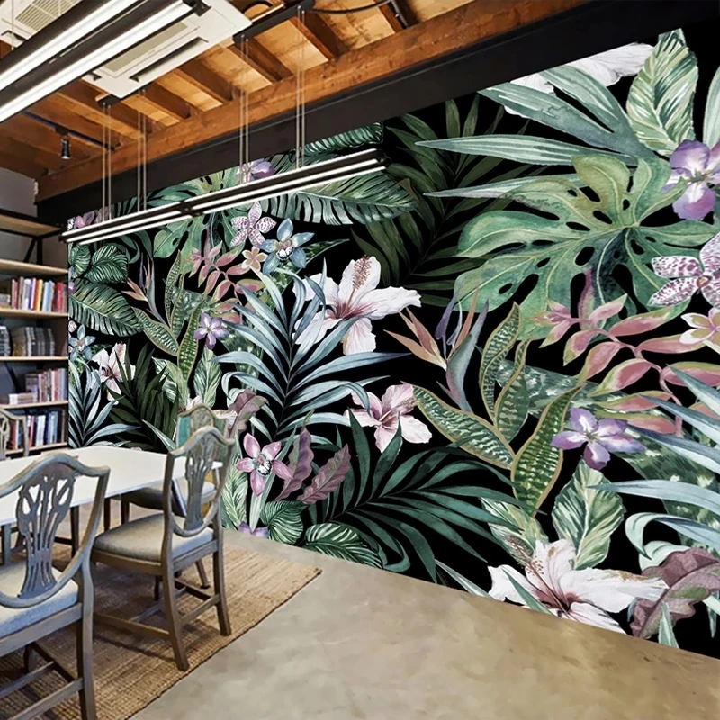 Custom Mural 3d Pastoral Art Tropical Rainforest Banana Leaves Restaurant Wallpaper Living room sofa TV background wall bedroom