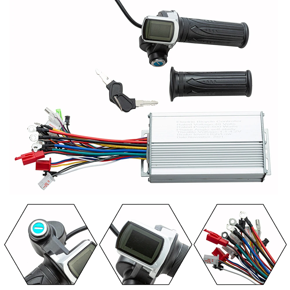 36/48V 350W Electric Bike Scooter Motor Brushless Controller With 1 Pair Thumb Throttle 23x17x4cm Electric Bicycle Accessories