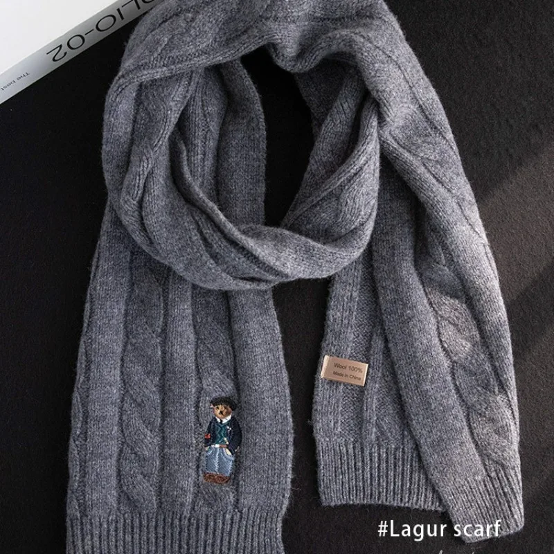100% ウール！ メイリ クラシック フライドドウツイスト ブリティッシュレトロ スカーフ メンズ＆レディース 冬用 ツイスト刺繍 ベアースカーフ