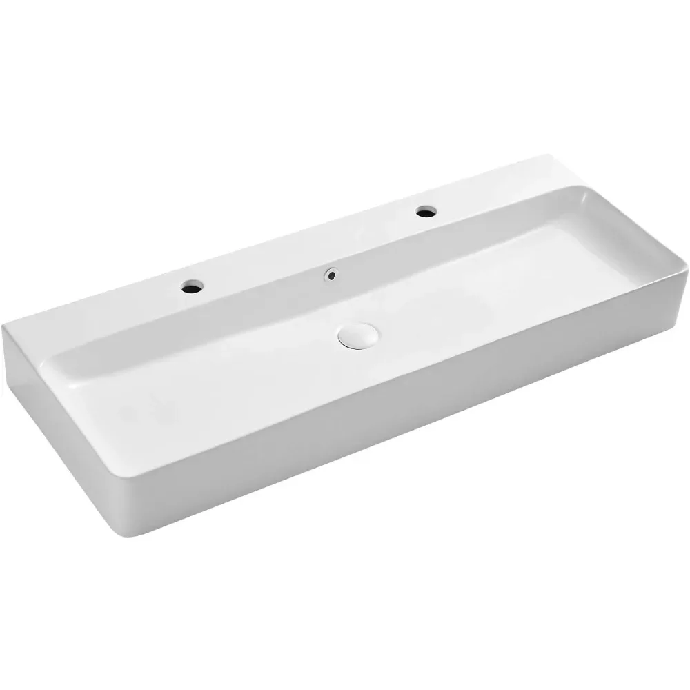 Washbasin Bathroom Sinks Countertop & Wall Mount Modern Porcelain Vanity Floating Sink Art Basin Trough With Overflow Washbasins