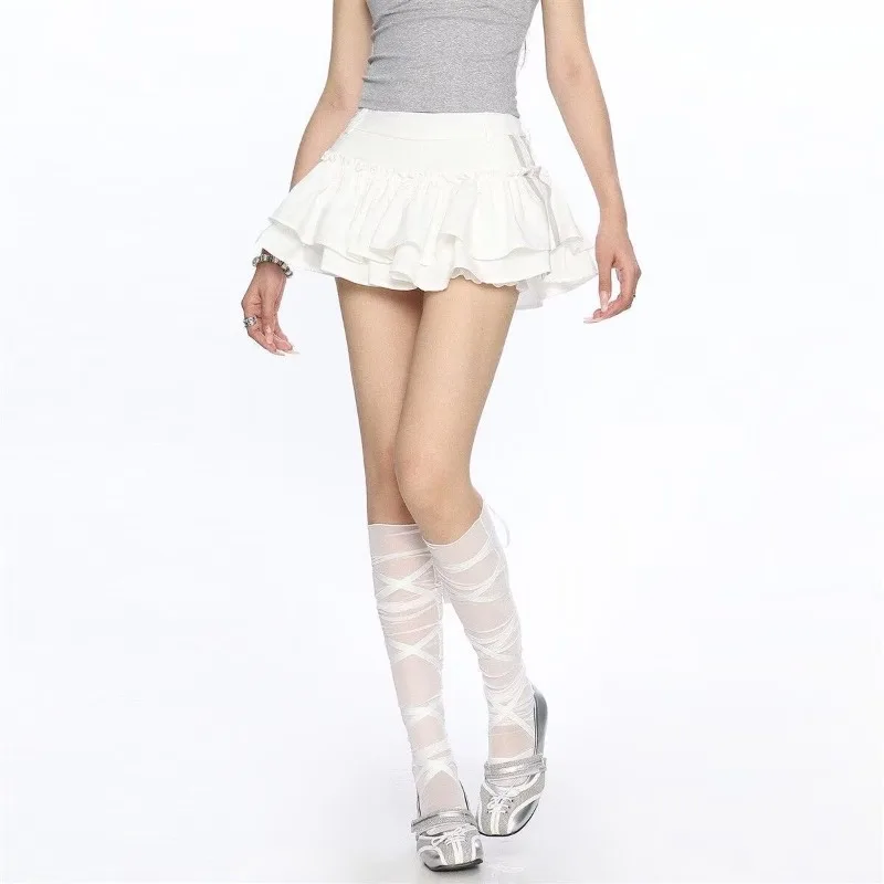 Retro Sports Style Flower Bud Short Skirt Women Clothes Summer New Gothic Leak Prevention Shorts Skirt Ballet Style Fluffy Skirt