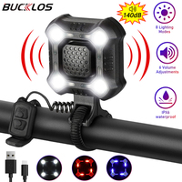 BUCKLOS Bicycle Horn Bike Lighting Bicycle Horn 140dB Headlights Waterproof USB Charging Night Riding Bike Cycling Accessories