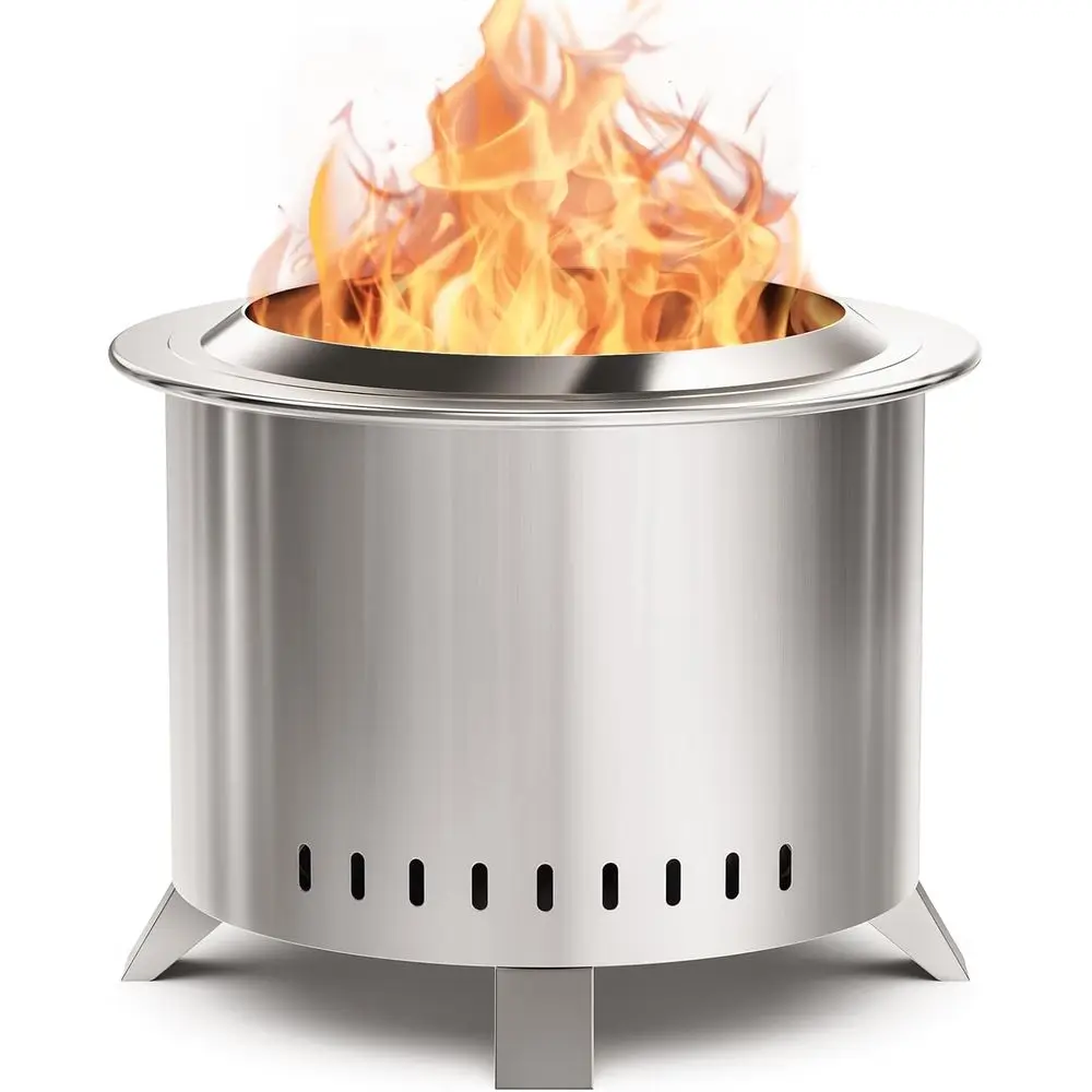 

Smokelire Pit,22 Inch StainlSteel irt, Outdoor Wood Burning ire Pit with Cover,Smokelirts or Outside Backyard Patio Garden Campi