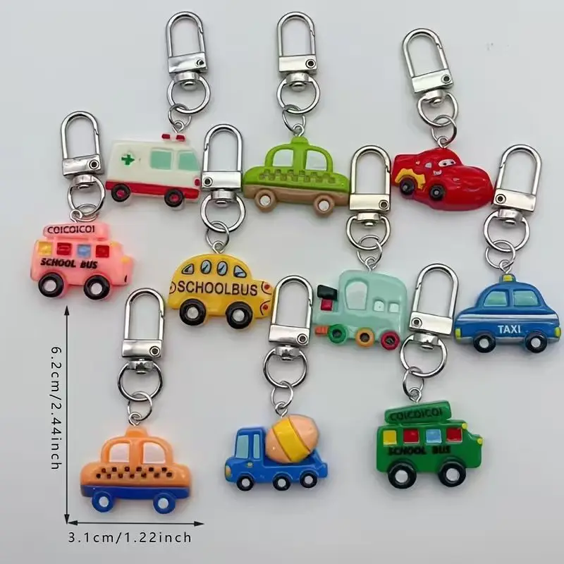 10pcs resin cartoon car keychain, suitable for luggage and mobile phone accessories, is the best choice for gifts view 6