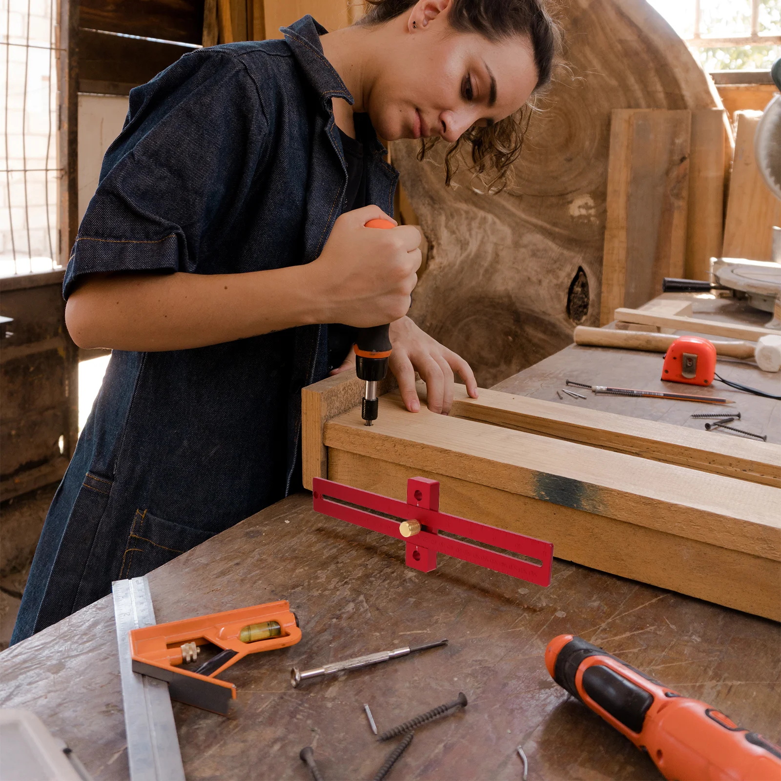 

Aluminum Alloy Scale Ruler Positioning Rule Manual Measuring Tool Adjustable Woodworking Carpenter Marking Precision Ruler