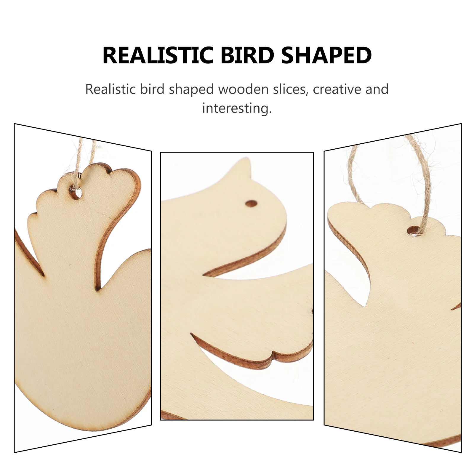 

50pcs Wooden Christmas Bird Ornaments Unfinished Wood Slices Diy Craft Supplies Kids Graffiti Hanging Pendants Festival Decor