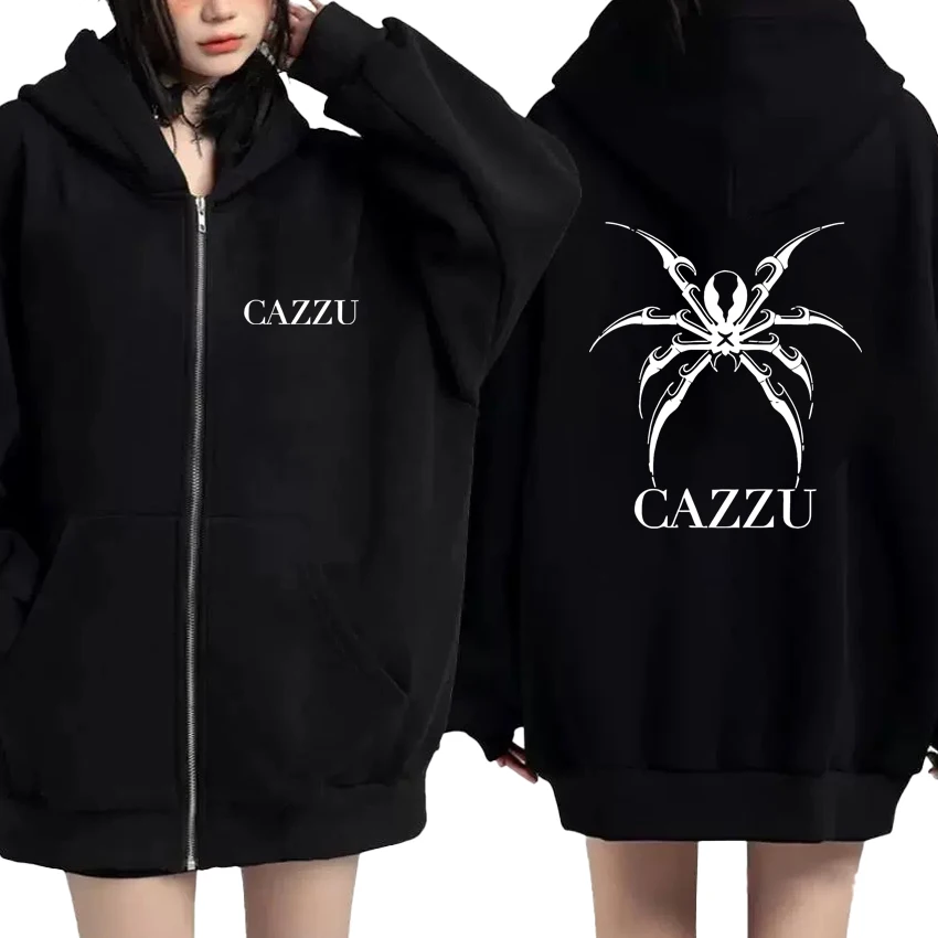 

Cazzu Nena Trampa Album Print Zipper Punk Hoodie Oversized Long sleeve Jacket Autumn Winter Fleece Streetwear Unisex Outerwear