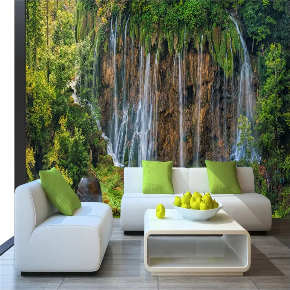 custom Forest Waterfall Wallpaper Modern Photo Murals wallpapers for Living Room Sofa Study bar restaurant Background
