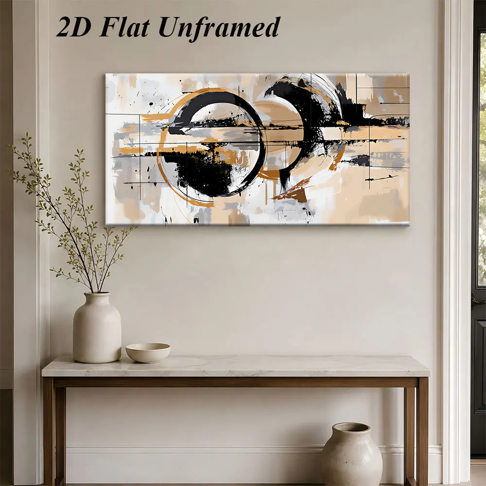 (1PC Unframe)1 modern abstract style frameless painting, creative geometric lines, circular elements, art painting, 2D plan