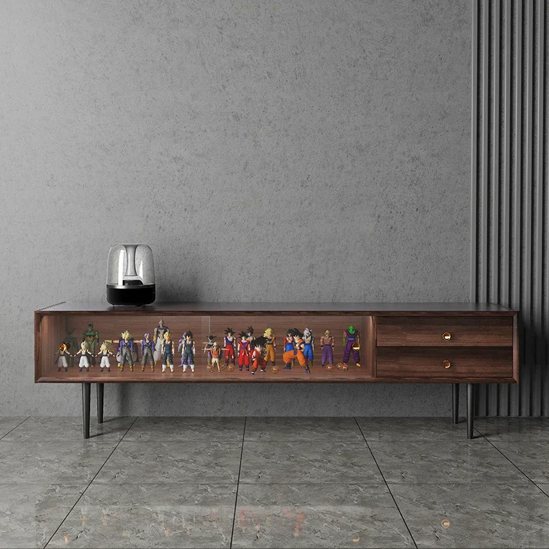 

Тумба под телевизор из дерева и стекла, напольная, цвет черный орех, легкая роскошь, многофункциональный демонстрационный шкаф с подсветкой