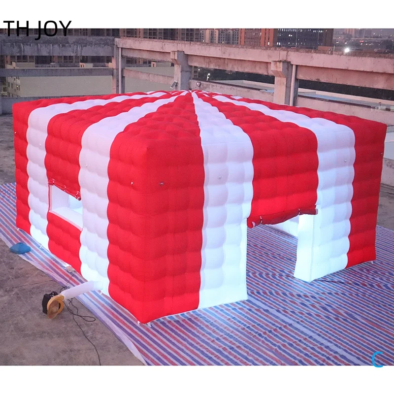 fast air ship to door, 8x8m Inflatable Cube Tent Cubic Marquee House Square Party Wedding part tent with LED light