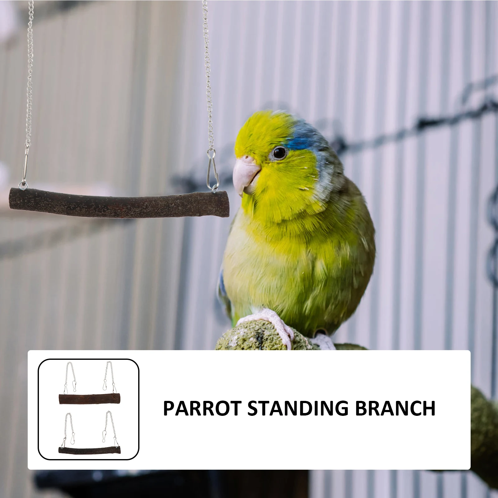 

2Pcs Wooden Bird Cage Standing Rods Parrot Perch Sticks Durable Bird Toys Supplies