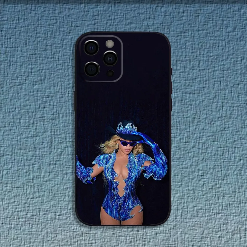 B-Beyonce COWBOY CARTER Phone Case For iPhone 16,15,14,13,12,11,Pro,X,XS,Max,XR,Plus,Mini Soft Black Cover