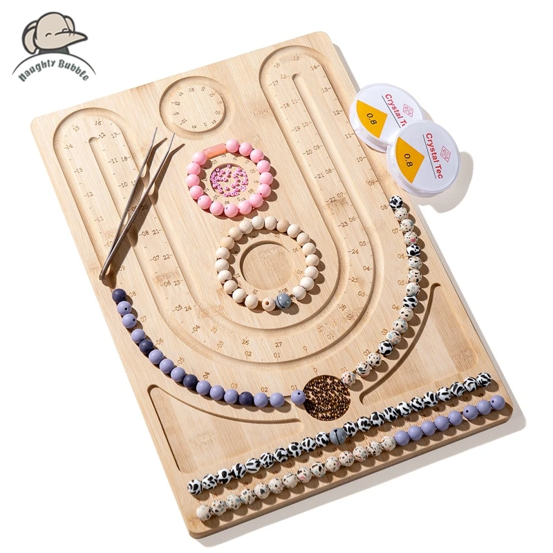 Wood Jewelry Measuring Table Bracelet Beading Organizer Jewelry Making Tray  Benches Size Measuring Plate Craft Tool Accessories