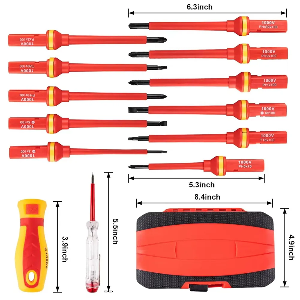 Insulated Screwdriver Set Magnetic Changeable Phillips Slotted Torx Bits Electrician Professional Repair Hand Tools Kit