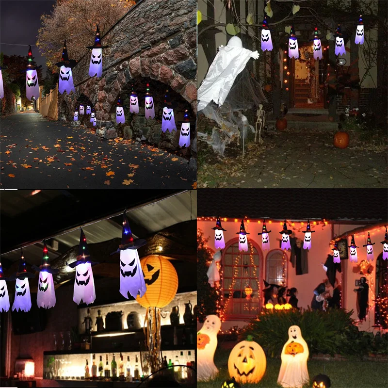 Hexen hut führte Halloween-Dekoration Blitzlicht Gypsophila Ghost Festival verkleiden glühenden Zauberer Ghost Hat Lampe hängen Dekor