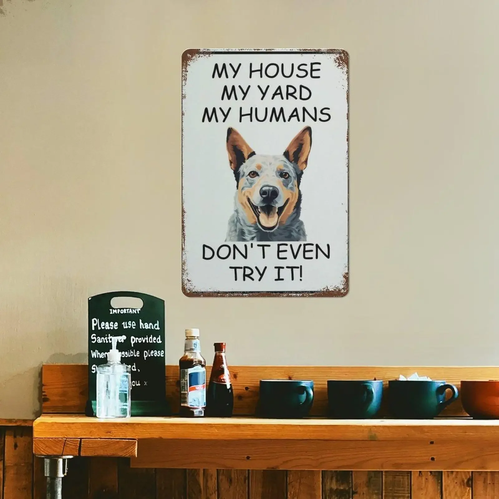 Funny Australian Cattle Dog Tin Sign 2D Flat 12x8inch Vintage Farmhouse Wall Decor Pet Lovers