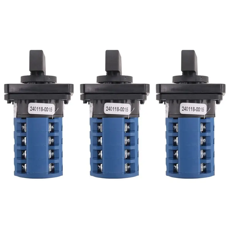 AAAEL-3X Rotary Switch On-Off-On 3Position 4Phases 20A 500V Double Speed Motor Switch Small Plate Changeover Cam Switch LW26-20/