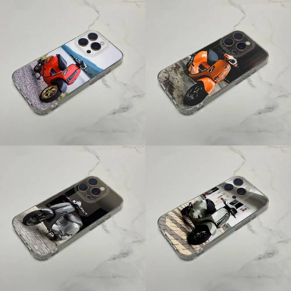 Bike V-Vespa Scooter Moto Phone Case For iPhone 17,16,15,14,13,12,11 Plus,Pro,Max,Plus,E,SE4,Mini Transparent Box