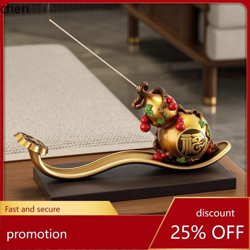 HT New Chinese Style Persimmon Ruyi Gourd Ornament Incense Holder Incense Base Tray Home Indoor Decoration