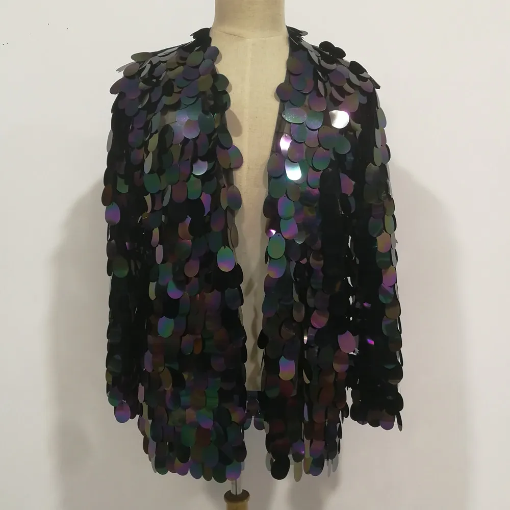 Shiny Sequin Mesh Coat Male Women Stage Performance Costume Club Party Show Sequined Overcoat Rave Outfit Hip Hop Dance Clothes