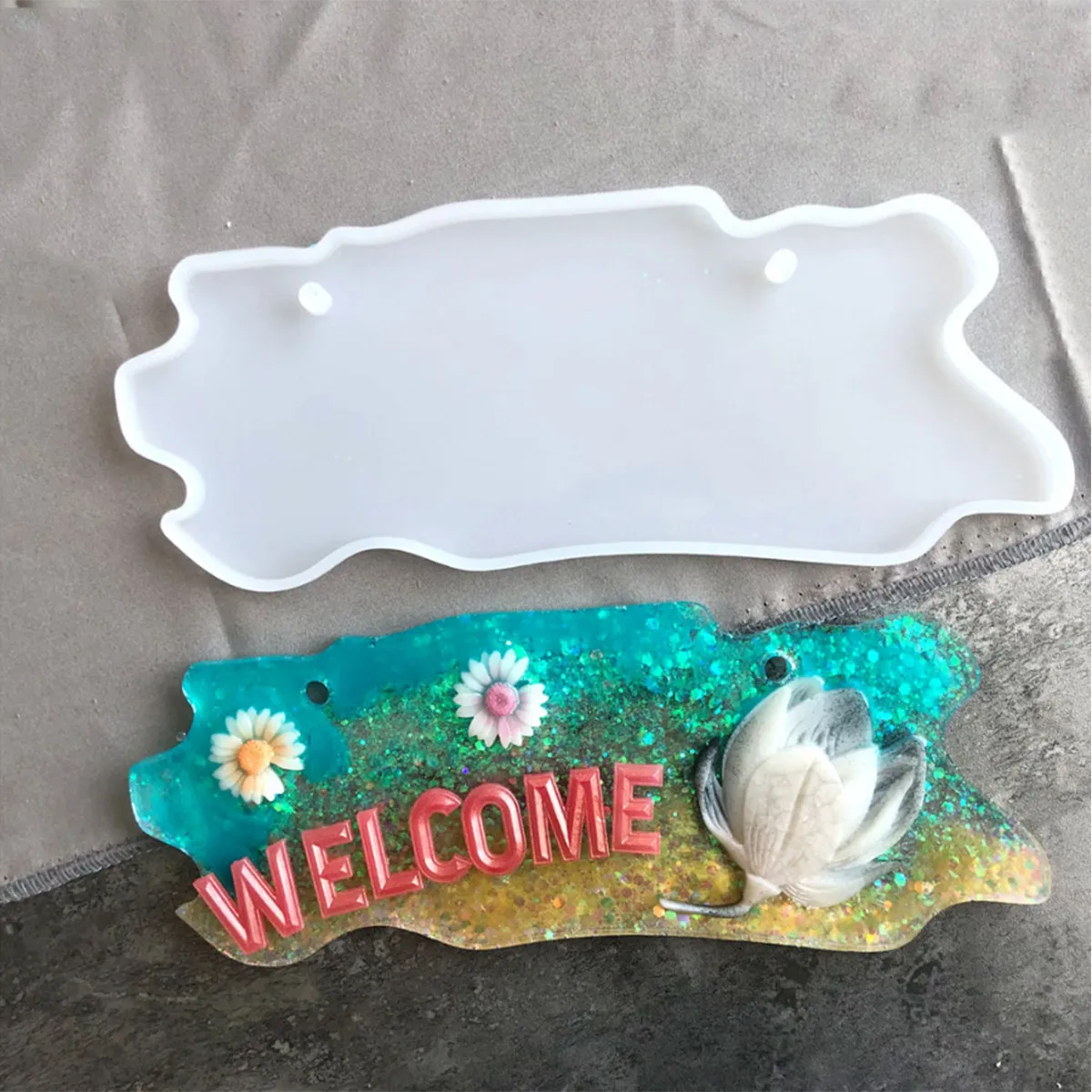 1Pcs Crystal Resin Doorplate Mold Silicone DIY Hanging Tag Template for Epoxy Crafts High Transparency Flexible Easy Clean