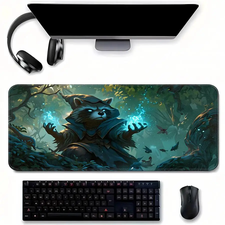 rubber Mouse Pad Game Console Pad Keyboard Mouse Pad office Pad Desk accessories Computer Laptop Pad Forest Mage Raccoon
