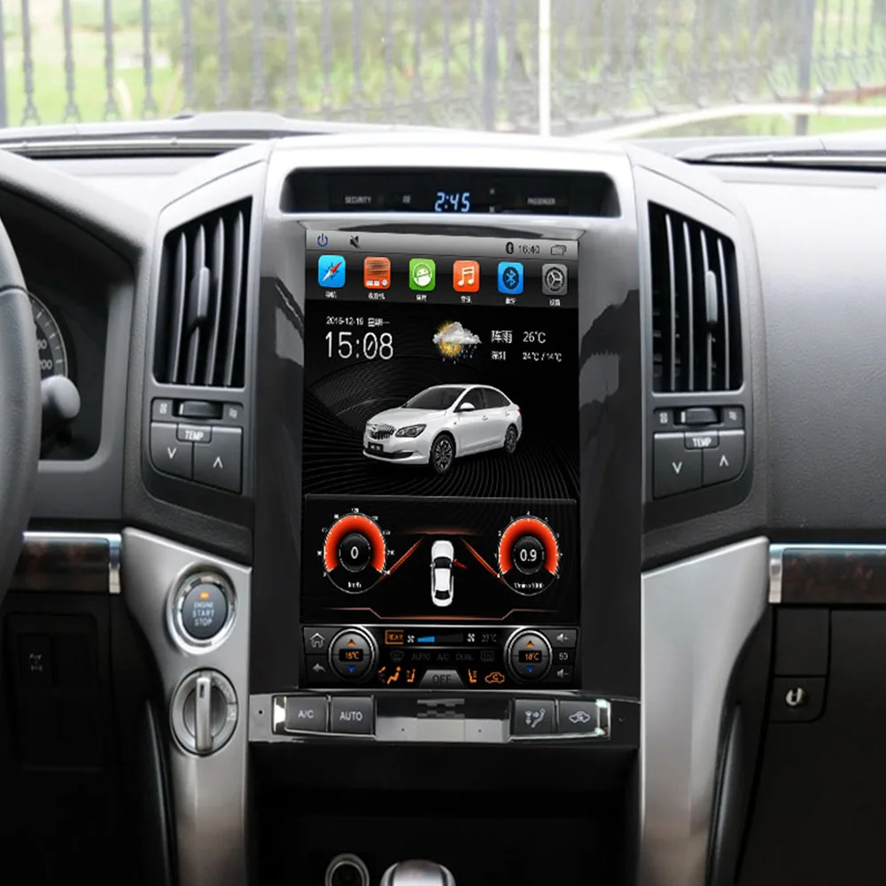 Unidade de Cabeça de Rádio do Carro Leitor Multimídia, Navegação GPS, Android 13, 128GB, 13, 8 Polegada, Estilo Tesla, Toyota Land Cruiser LC200 2008-15