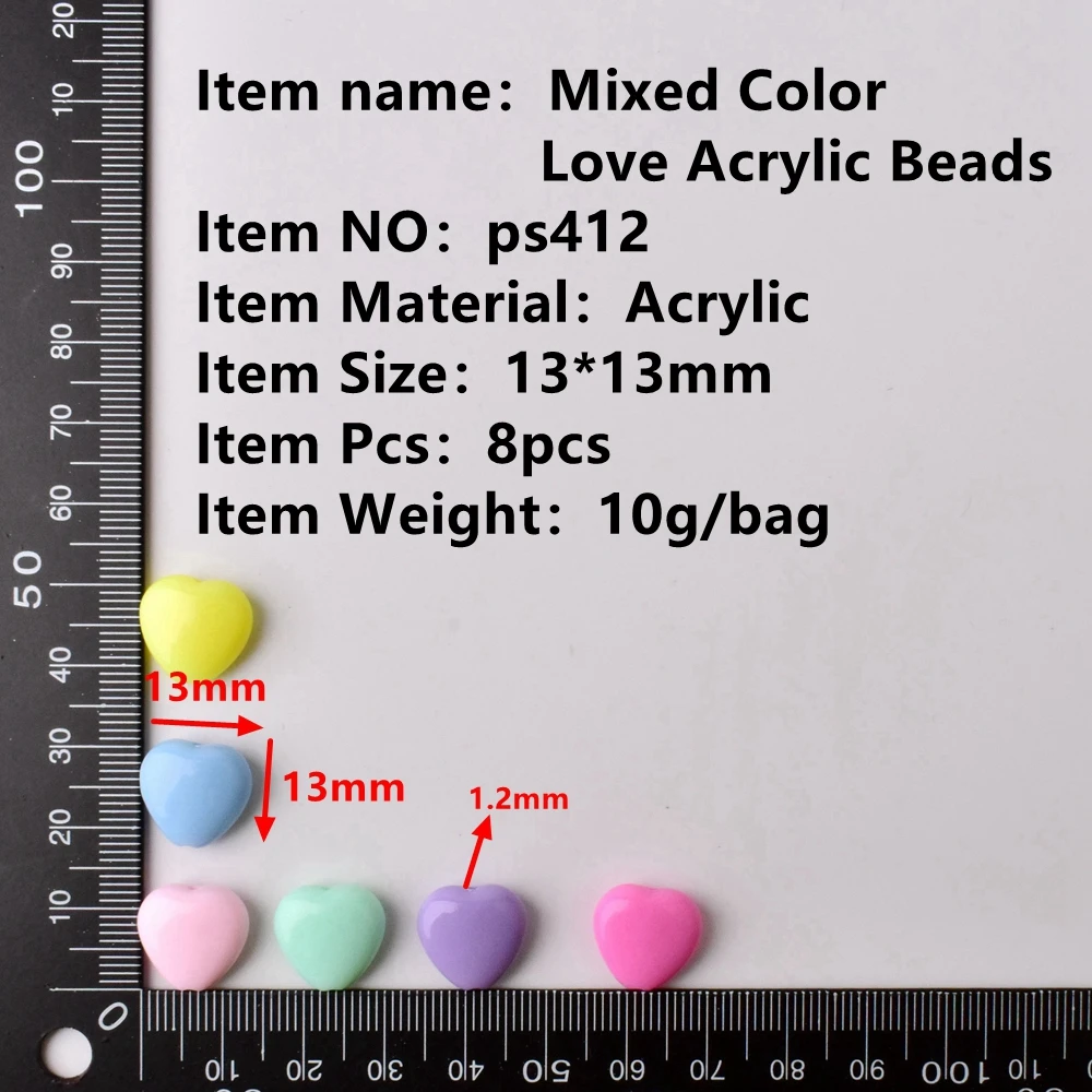 8Pcs/Lot 13mm Acrylic love mixed color beads DIY handmade material necklace Macaron beads for jewelry making