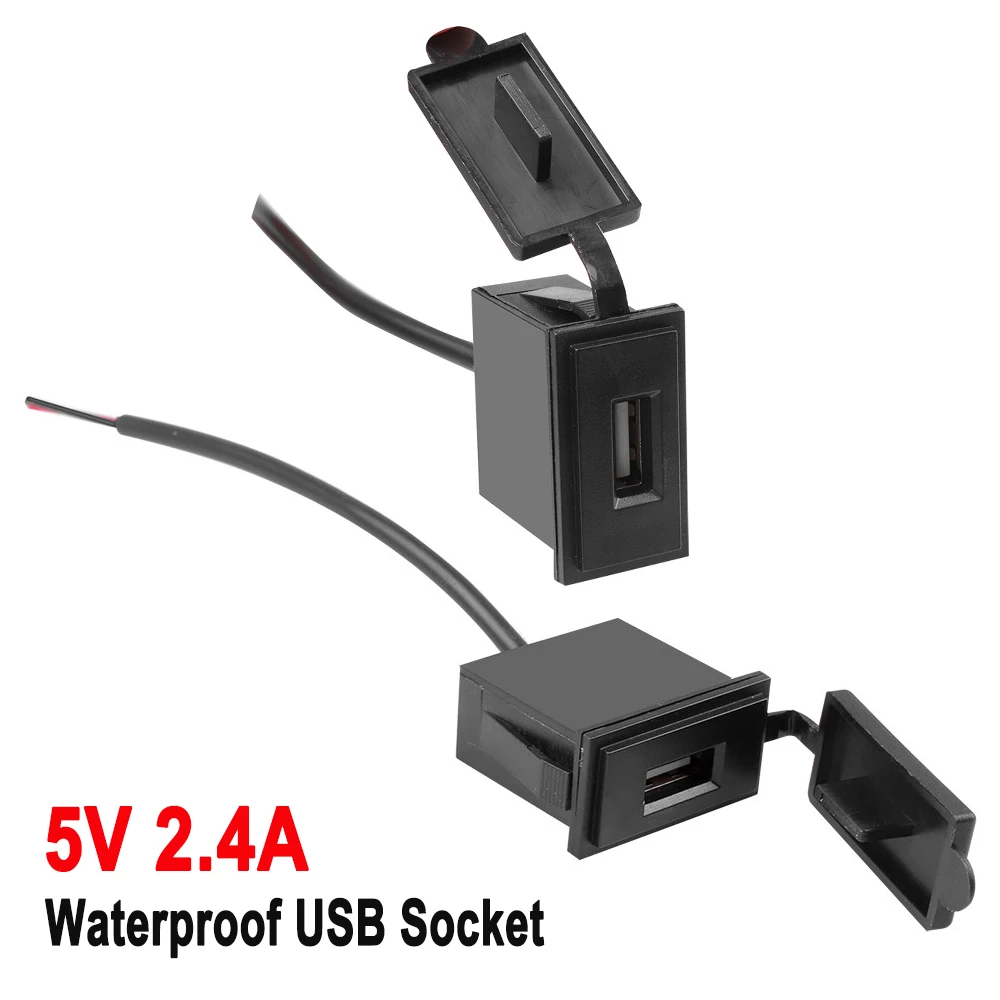 Mini Usb Charger Socket 2.4A 12v For Motorcycle Auto Truck ATV Boat Car RV Bus Waterproof Power Adapter Outlet For All Phones