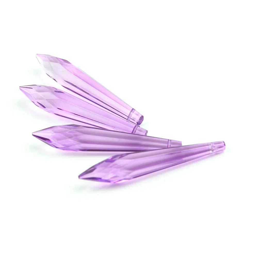 38MM/63MM/76MM Lilac K9 Crystal Chandelier Pendants Prisms Cut&Faceted Glass U-Icicle Drops For Cake Topper Decoration