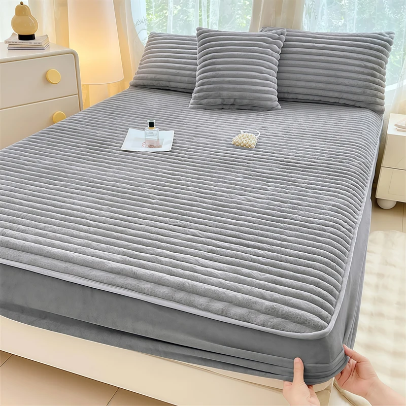 

WASART пушистый кролик плюшевая простыня эластичный наматрасник теплая зимняя постельное белье из кораллового флиса роскошная двуспальная кровать King Size