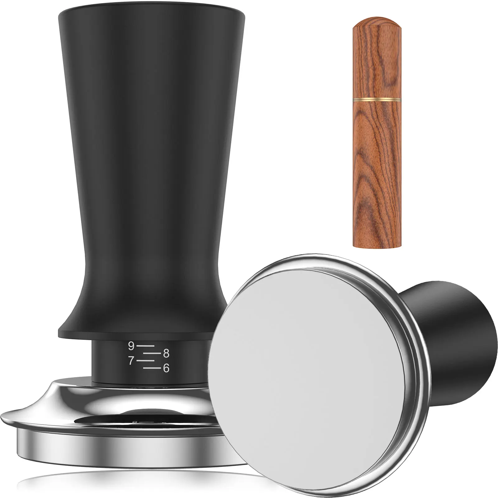 53mm Espresso Coffee Tamper 30lbs Coffee Tamper with Espresso Coffee Stirrer Portable Espresso Distribution Tool Multifunctional