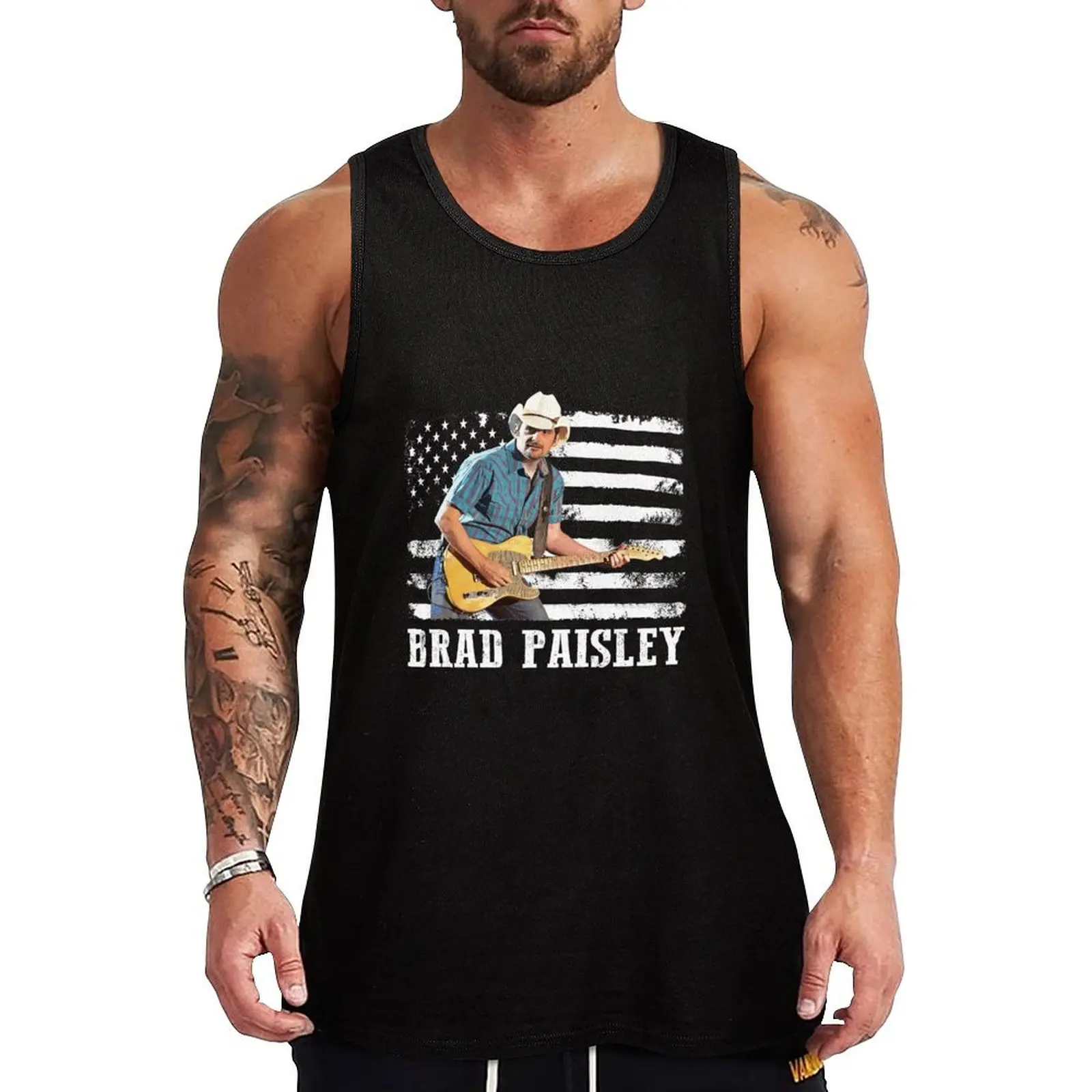 

Distressed American Flag Brad Music Legend Tank Top men clothing bodybuilding t-shirt gym shirt men anime top