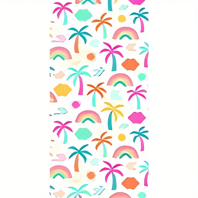 Beach Towel Colorful Palm Tree Rainbow Pattern Sun Protection Windproof Suitable For Swimming Pool Camping Travel Blanket