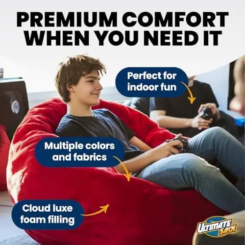 5ft Oversize Bean Bag Chair for Adults, Comfy Lounge Sofa Couch