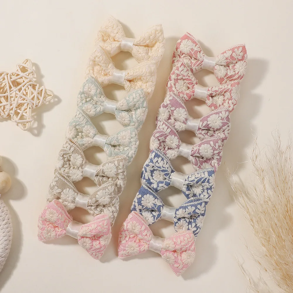 

35 Pairs(70 PCS), 2.63" Flower Embroidery Bow Hair Clip Cute Bow Hairpins For Baby Girls Hair Accessories